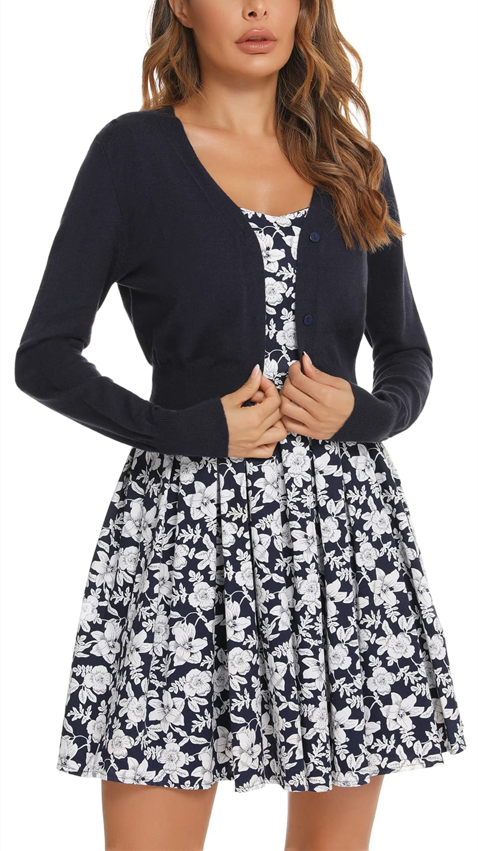 Cardigan Corta Elegante Chiusura a Bottoni Donna Cappoto Primavera Autunno Coprispalle Bolero per Sposa