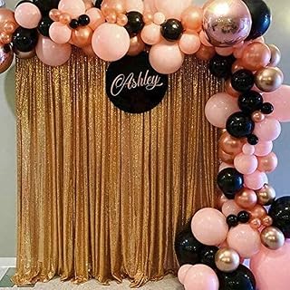 ShinyBeauty 6FTx6FT-Gold-Simple Sequin Shimmer Backdrop,Sequins Wedding Curtain,Photo Booth Background Backdrops,Baby Shower,Party Event