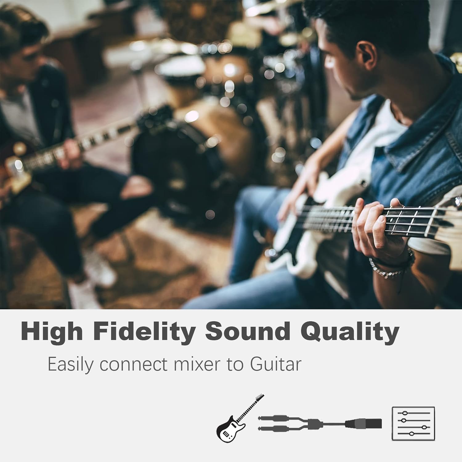 XLR Male to Dual 1/4" TS Mono Y Splitter Microphone Cable, XLR Male to Dual 6.35mm TS Y Adapter Cord, 3.3 Feet - Image 6