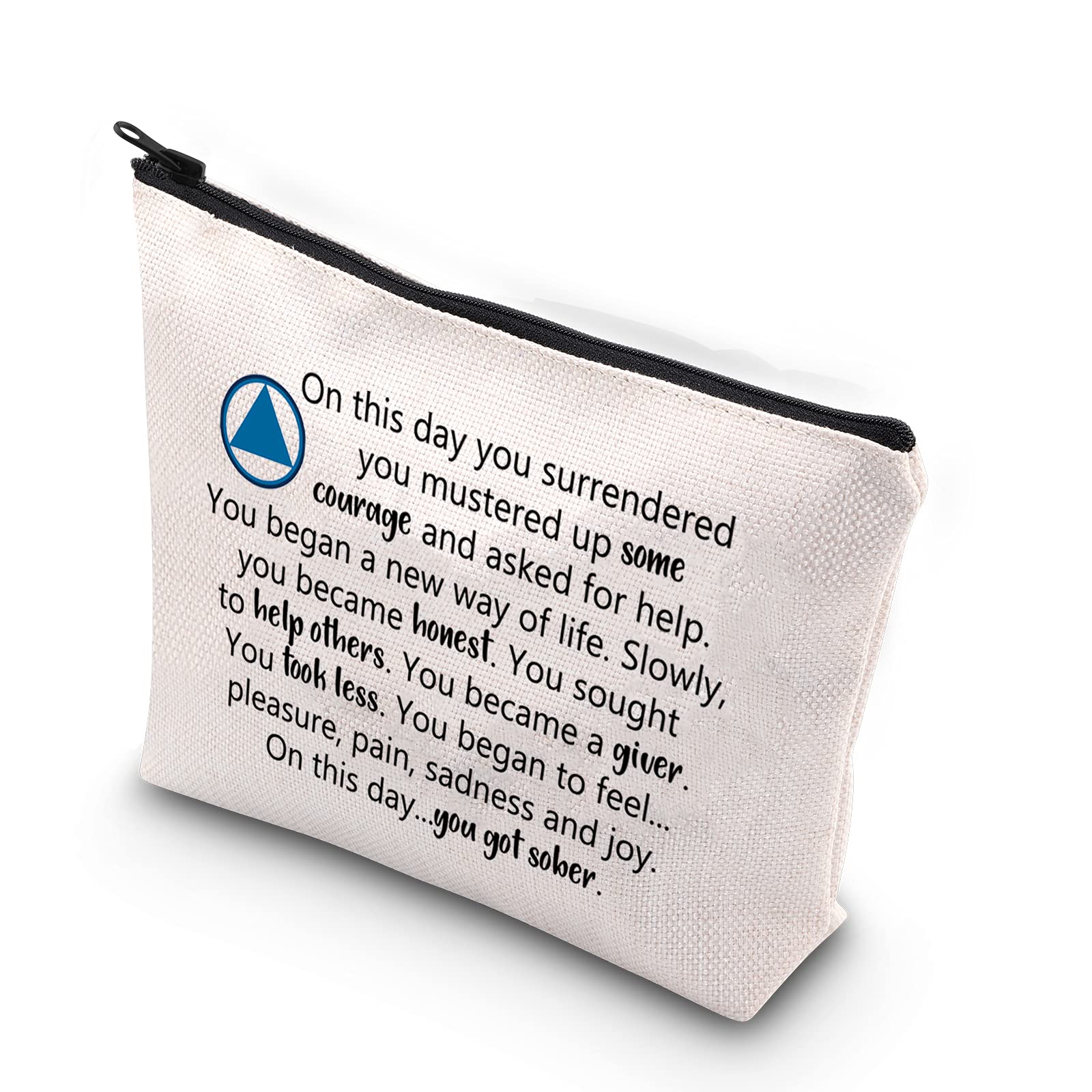 WCGXKOAA Gift NA Gift Addiction Recovery Sobriety Anniversary Zipper Pouch Makeup Bag for Step Sisters Sober Woman, got sober AA