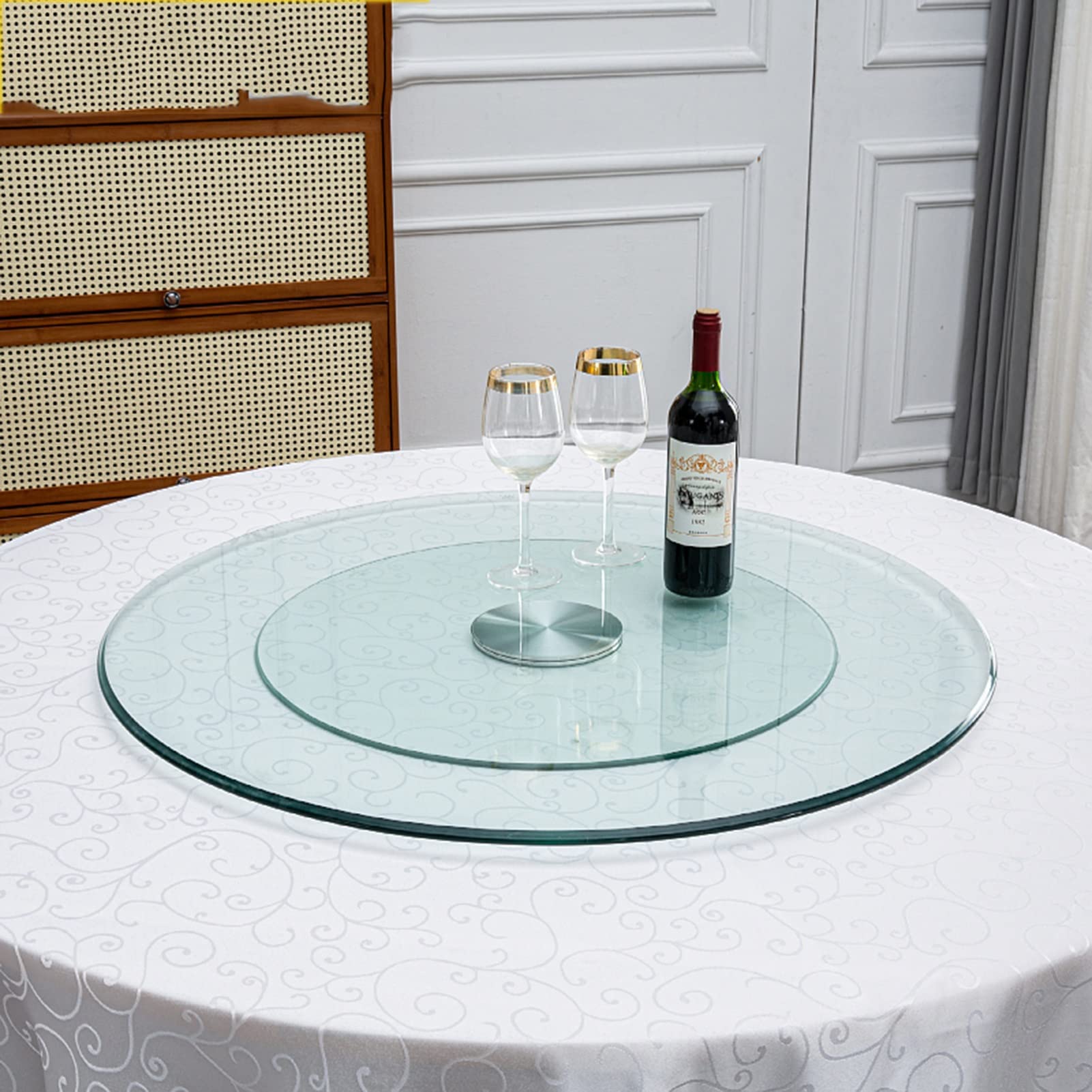 23"31" Glass Lazy Susan Turntable Dining Table Centerpiece Large Serving Plate E 7 thumbnail image