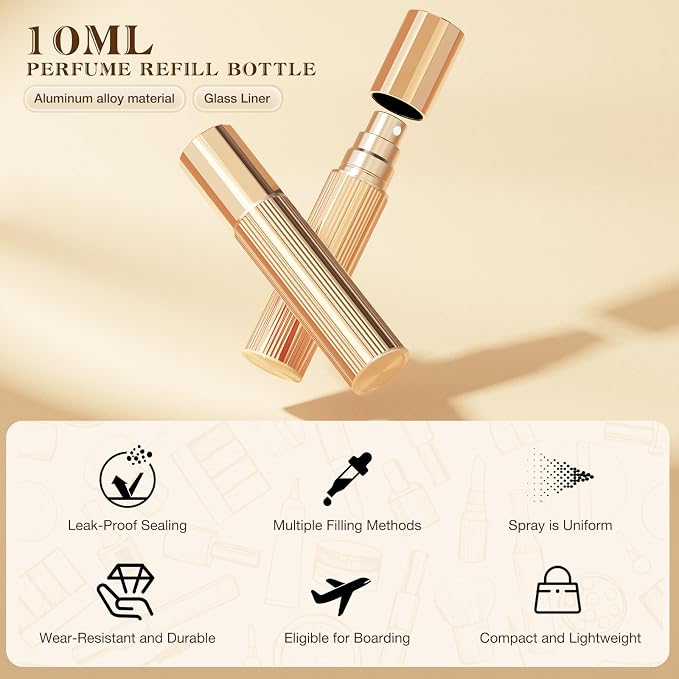 Atomizador de perfume recargable 10ml en aluminio dorado miniatura 5