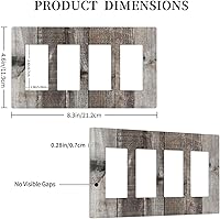 Vista 146 de Placa de pared dúplex de receptáculo de dispositivo de 1 gang de madera envejecida blanca gris con veta de tablón, cubierta de enchufe eléctrico