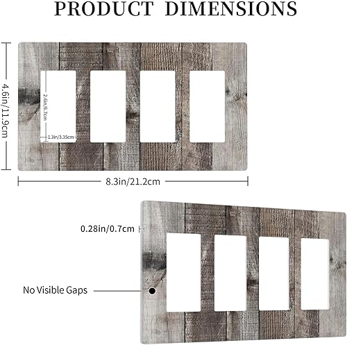 Miniatura 146 de Placa de pared dúplex de receptáculo de dispositivo de 1 gang de madera envejecida blanca gris con veta de tablón, cubierta de enchufe eléctrico de