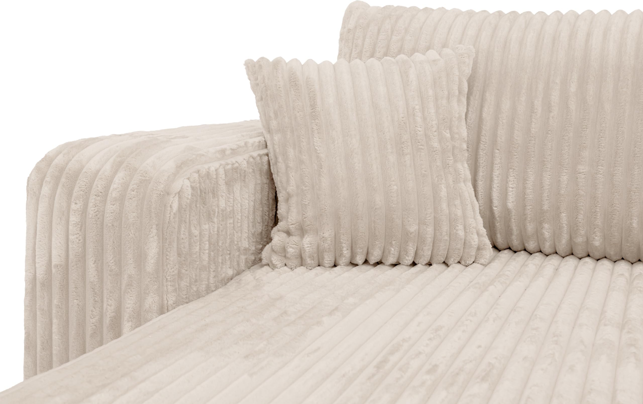BROMARKT Ecksofa mit Schlaffunktion und Bettkasten 125x200cm L Crème | Schlafsofa mit Stauraum und Kissen Eckcouch Sofa für Wohnzimmer Wohnlandschaft 3 Sitzer Universell freistehend Couch TILIO