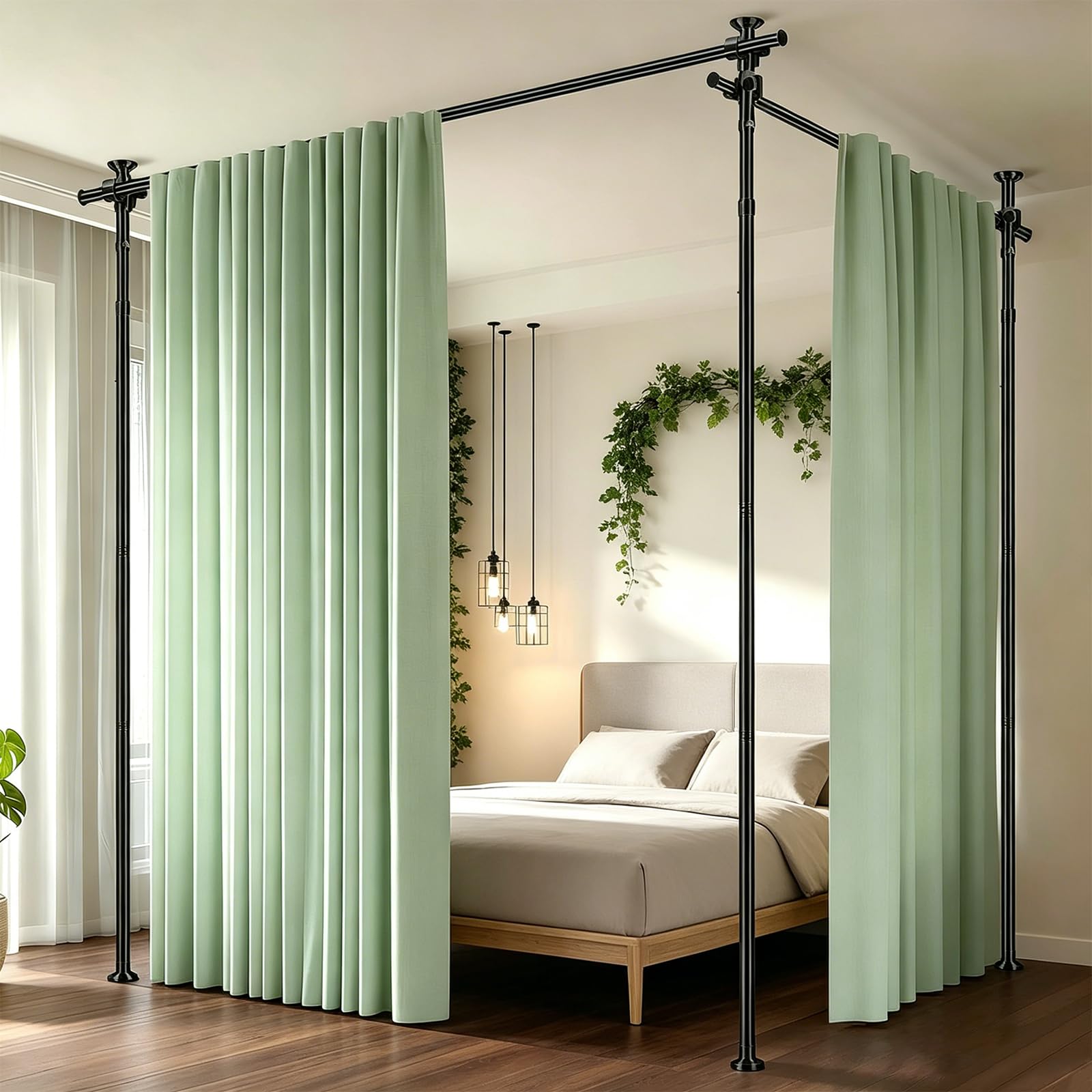 Tringle À Rideau De Séparation De Pièce,122-305cm(H) X71-290cm(L) | Facile À Installer,Réglage Flexible,Séparation De Pièce Sans Perçage Pour Salon,Chambre,Location