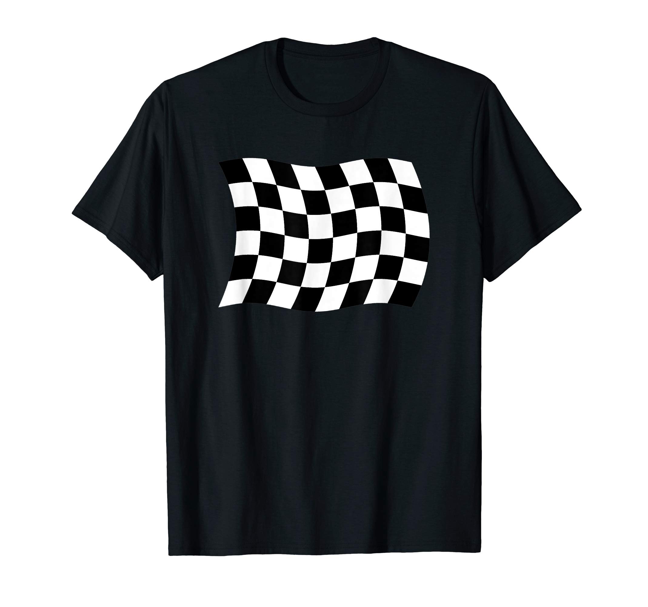 Wavy Checkered Flag Chequered Auto Car Racing Winners Circle T-Shirt