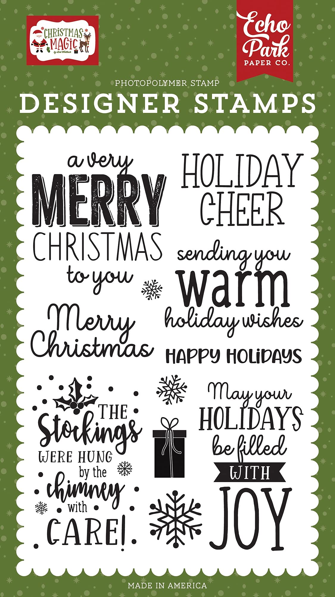 Tampons Warm Holiday Wishes Echo Park pour décorer vos cartes de vœux