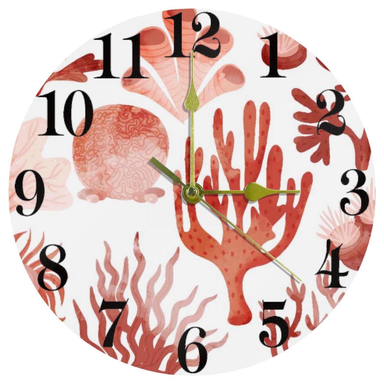 Horloge murale corail de 25,4 cm silencieuse pour une deco de cuisine épurée