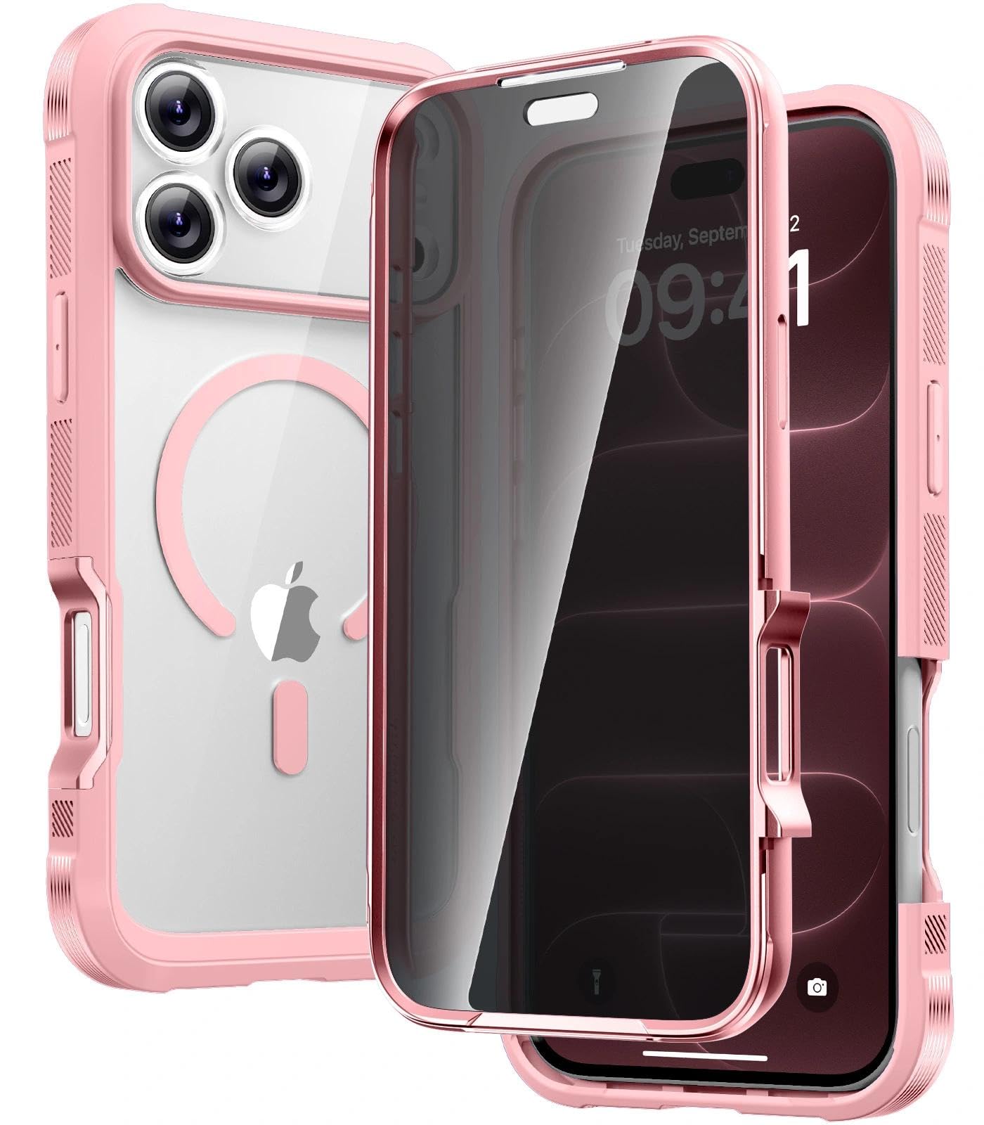 Diaclara Magnetic for iPhone 18 Pro Max Case with Privacy Protector,Pink