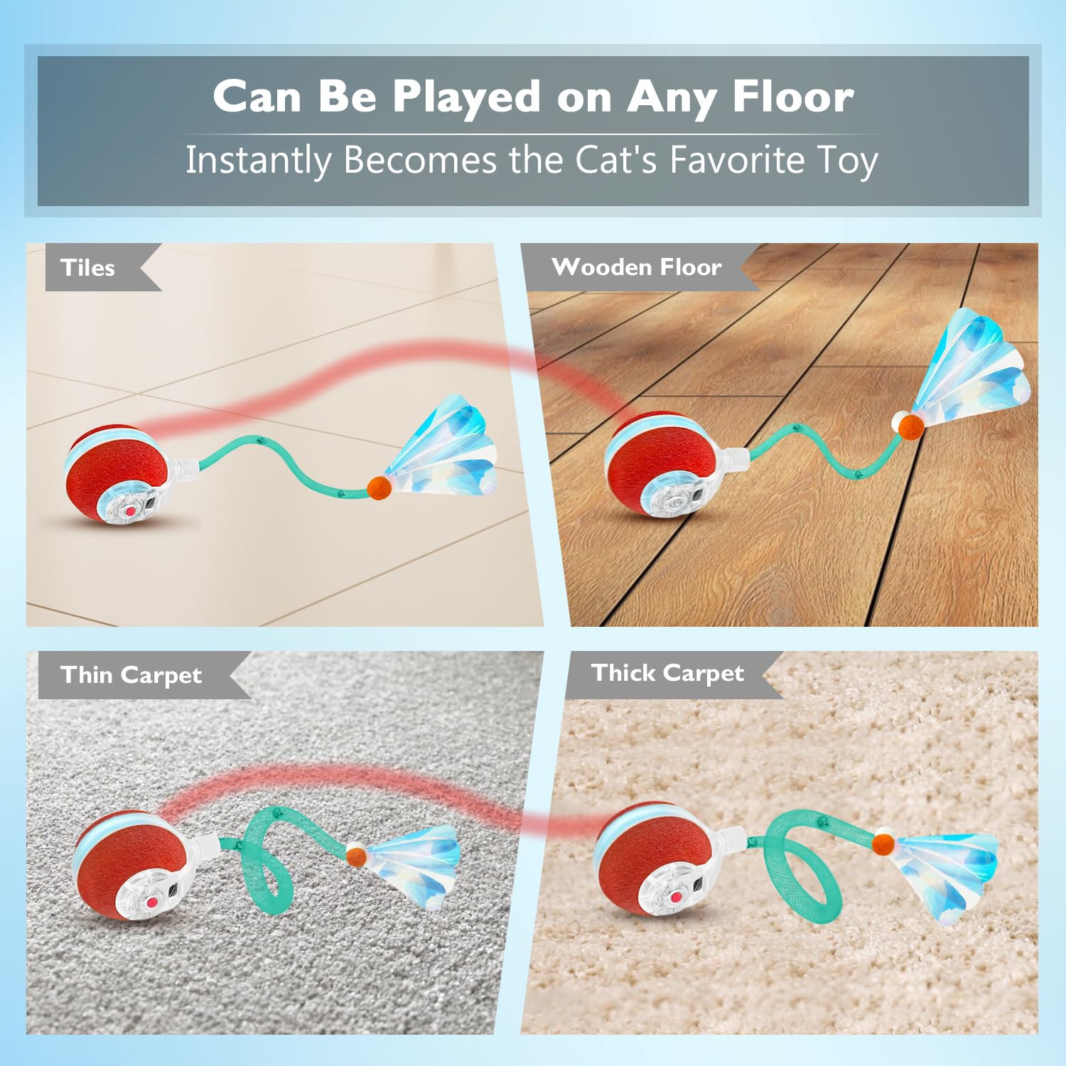 YVE LIFE Pelota interactiva de juguetes para gatos de interior, bola de movimiento ágil con cola de malla elástica, juguetes automáticos para gatos adultos aburridos de interior, activado por
