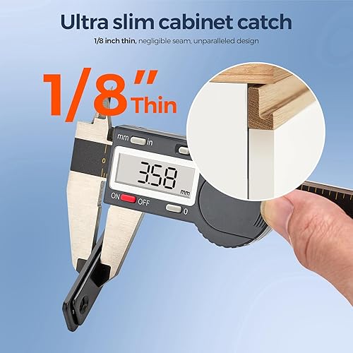 Miniatura 8 de Paquete de 4 pestillos magnéticos para puertas ultra finos para gabinetes, adhesivos plateados para puerta de armario para armario, armario,