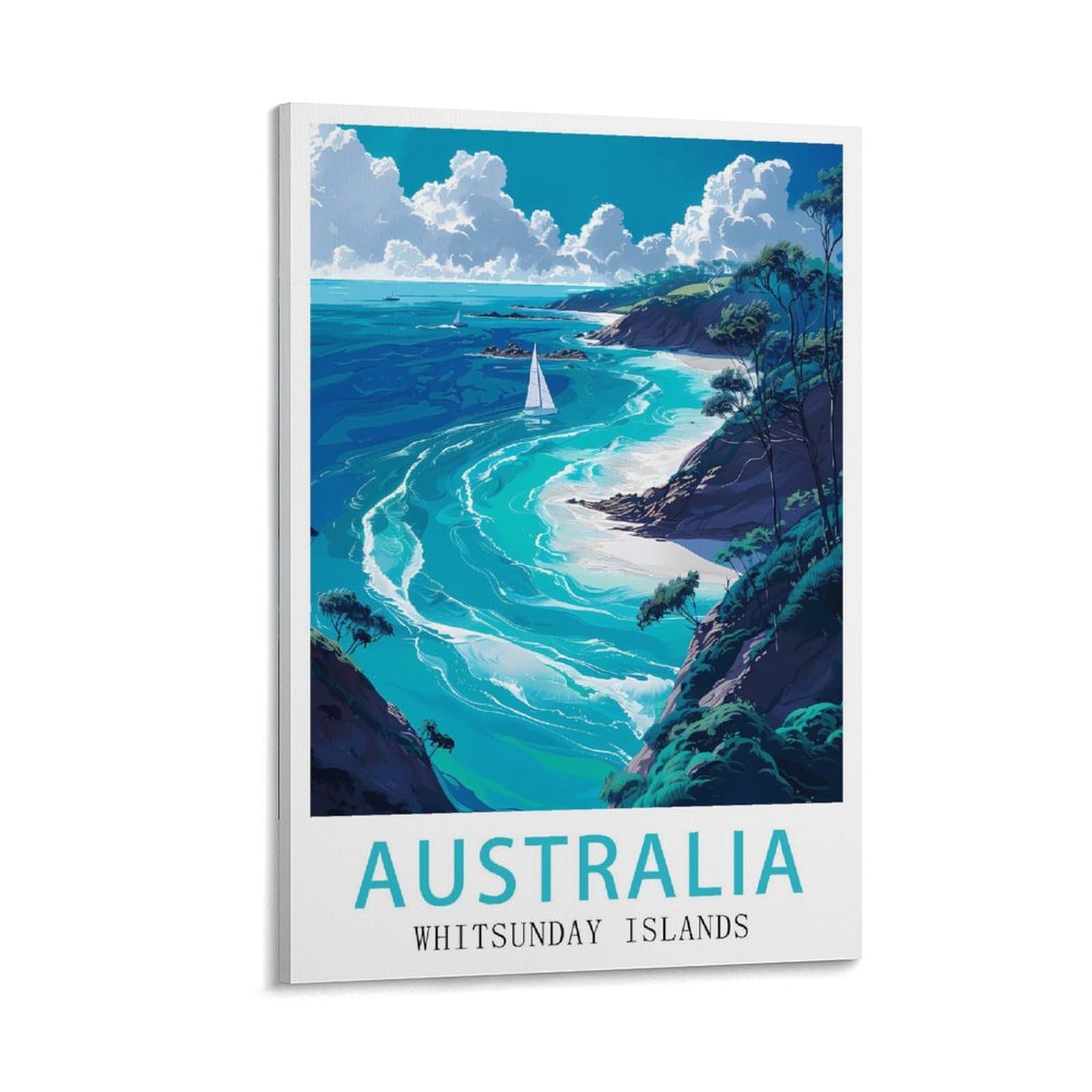 Lnuyitr Frame-Style Australia Whitsunday Islands Vintage Travel Posters 12X18inch(30X45cm) Canvas Art Posters And Wall Art Picture Prints Modern Home Bedroom Decor Posters