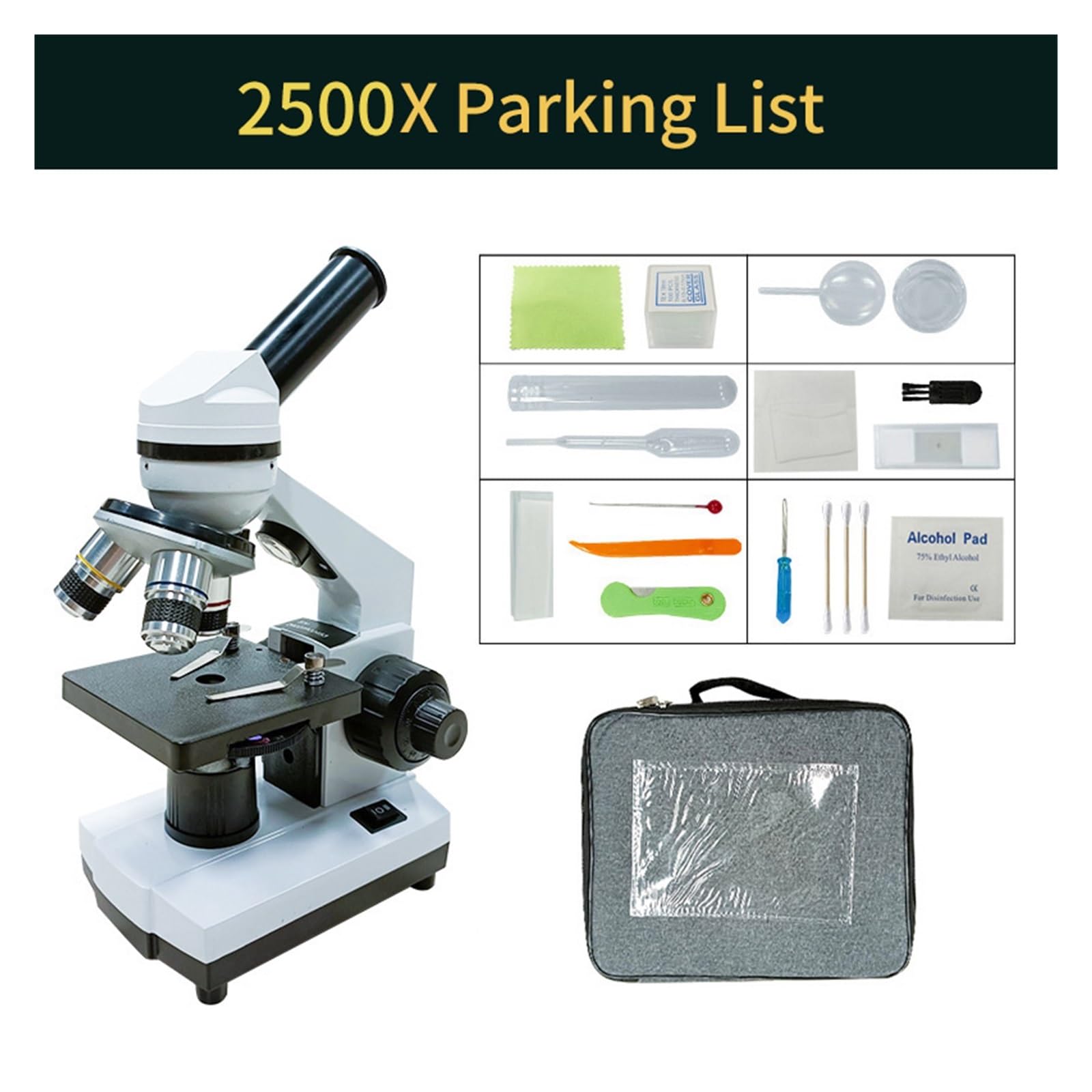 Mikroskop, Mikroskopy 40X-2500X Dla Dzieci, Studentów, Dorosłych, Potężne Biologiczne Edukacyjne Ze Szkiełkami, Zestaw Adapter Do Telefonu(2500X Microscope)