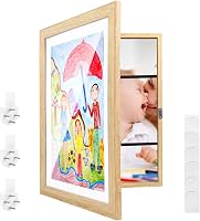 Ramă Foto Lueirltoy pentru Desene Copii A3, Ramă Foto din Lemn cu Deschidere Frontală 34x46 cm, Ramă pentru Lucrări Artistice și Desene Copii, pentru Școală, Acasă, Birou 1