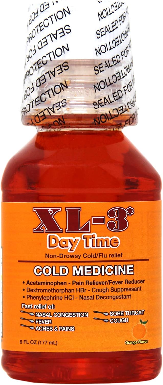 XL-3 Night Time and Day Time Cold, Flu and Cough Relief Bundle, Temporarily Relieves Symptoms, Includes (2) 6 FL Oz Bottles image 5