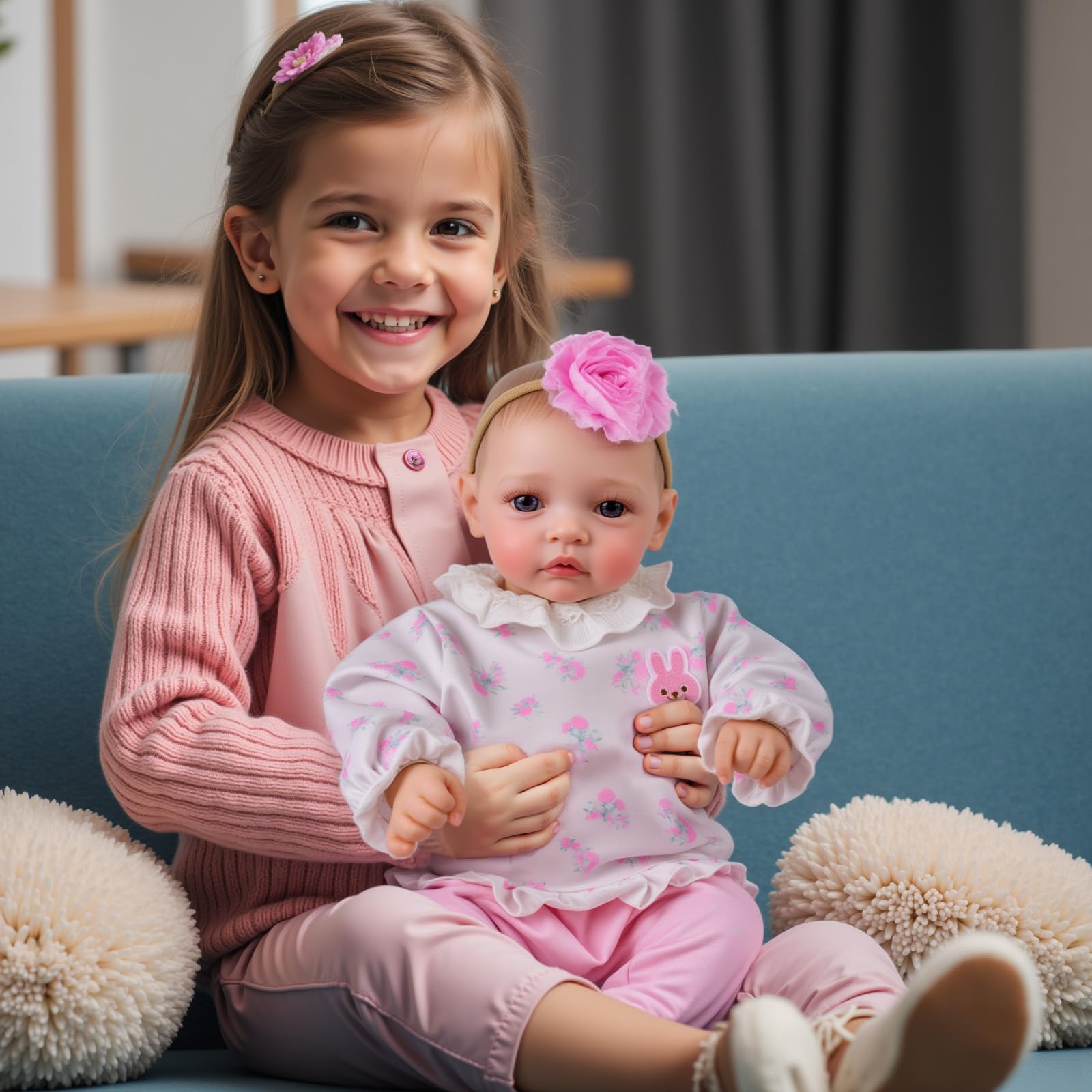JIZHI Reborn-Babypuppen Mädchen 17 Zoll, lebensechte, realistische Neugeborenen-Babypuppe, echtes Kleinkind mit weichem Stoffkörper, offenen Augen, mit Geschenkset für Kinder ab 3 Jahren