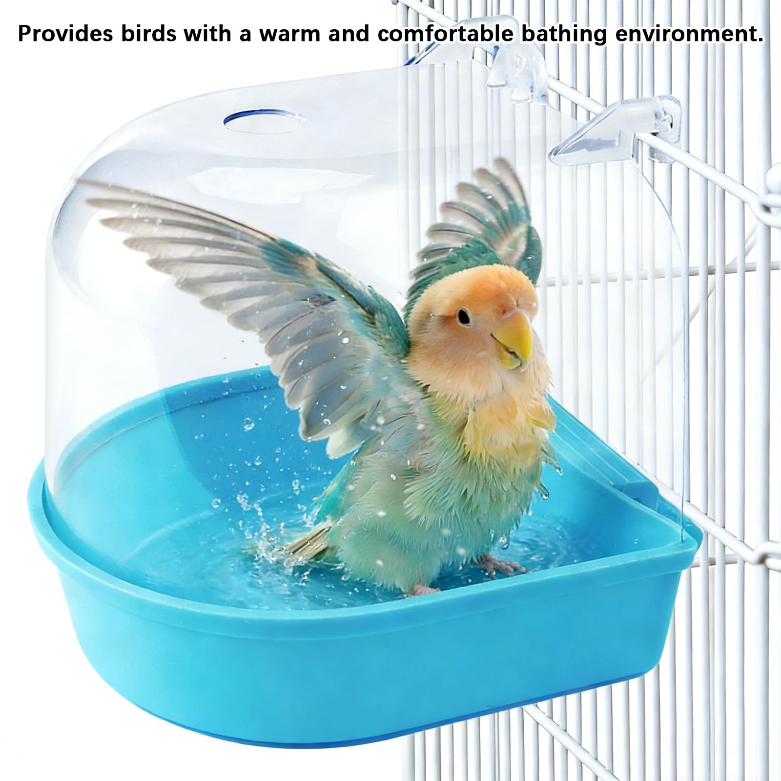 Baignoire pour Perroquet, Bain d'oiseaux, Cage en Plastique Suspendu, Accessoires multifonctionnels adaptés aux tourtereaux, pinsons, perruches