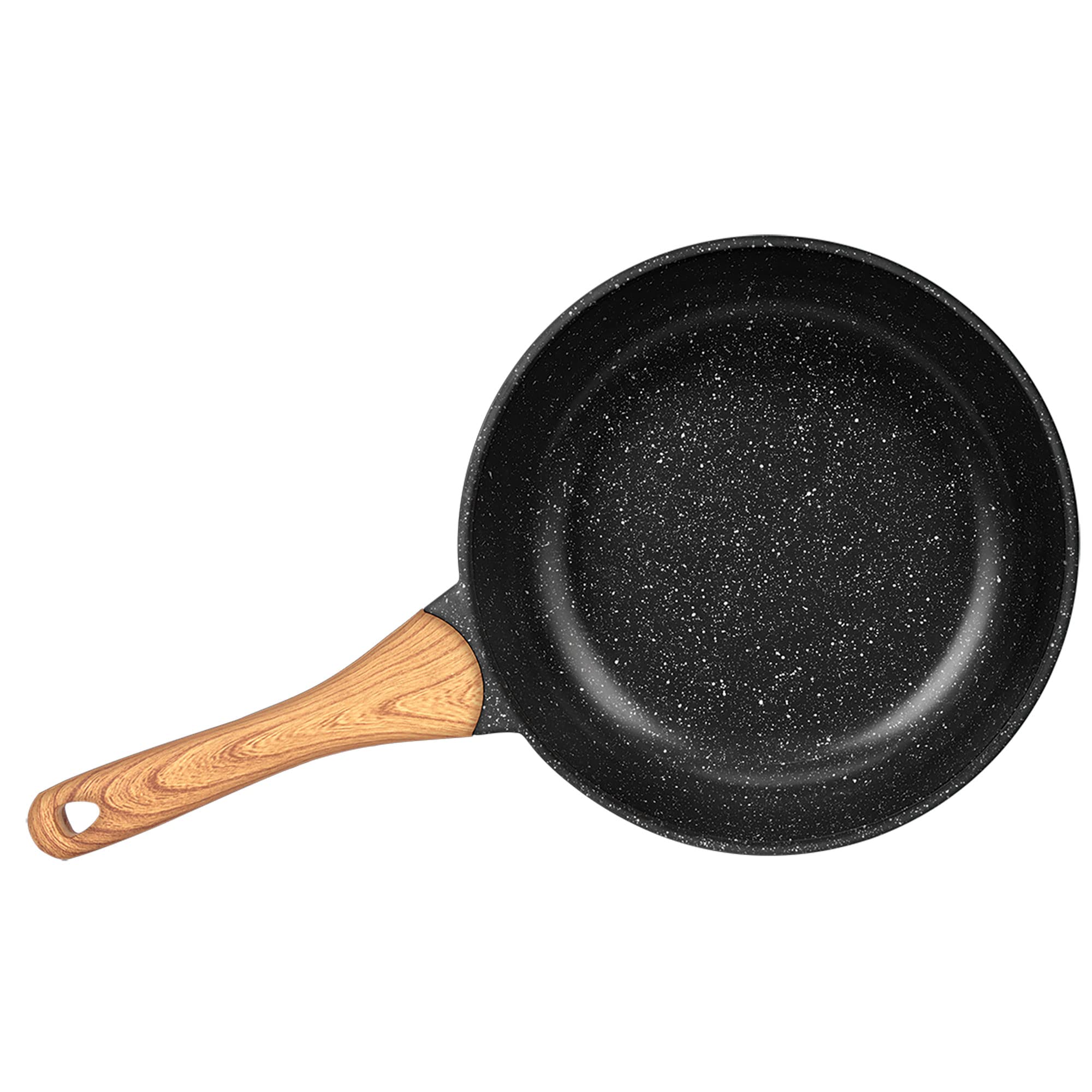 Smile Wood MGK-23 Batería Cocina Inducción 6 Piezas Aluminio Fundido Antiadherente ILAG, Set Cazuelas Tapas Cristal + Sartén, Asas Efecto Madera + Utensilios de Cocina, Vitrocerámica, Gas