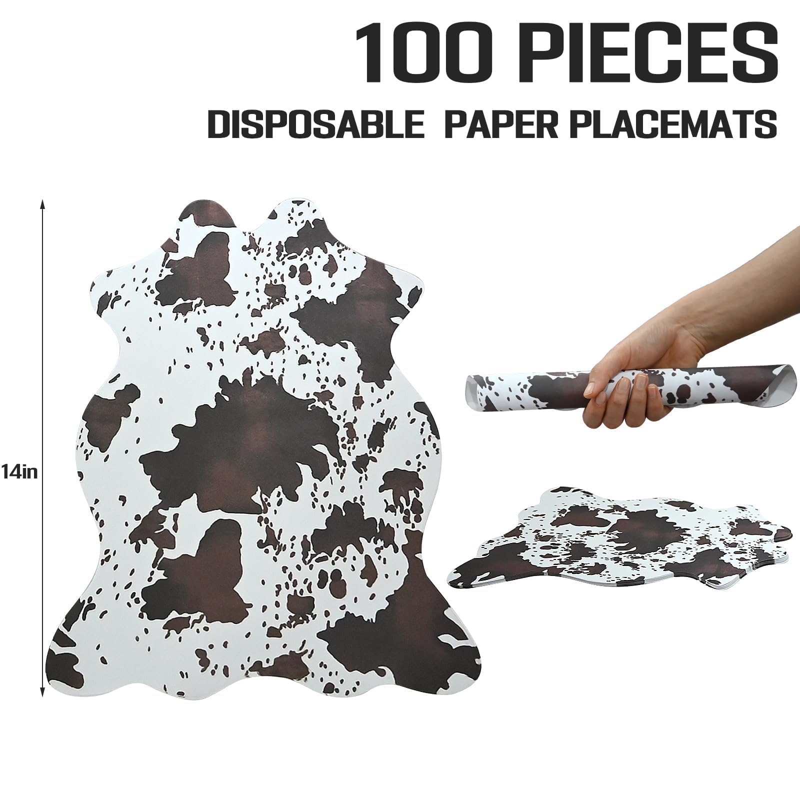 Manteles individuales desechables con estampado de vaca occidental, manteles individuales de papel con estampado de vaca occidental para banquetes, cocina, decoración de habitación (100