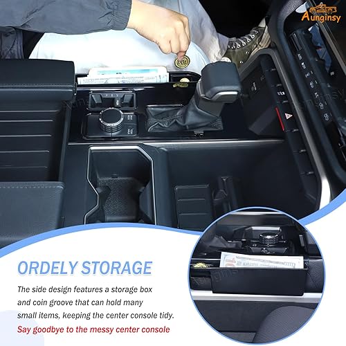 Vista 74 de Aunginsy Cubierta de panel de palanca de cambios de control central, compatible con Toyota Tundra/Sequoia 2022-2024, consola de palanca de cambios