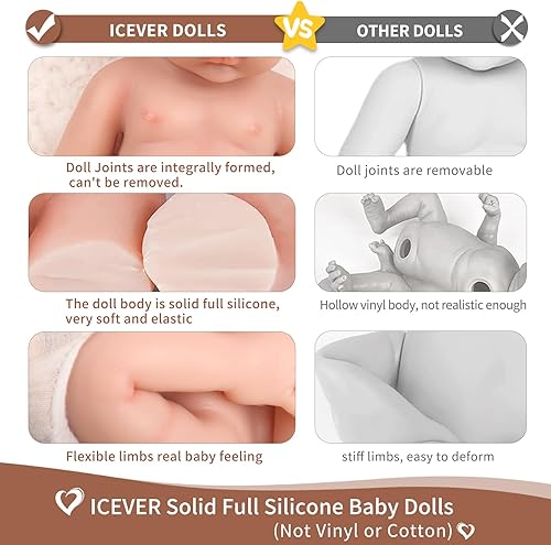 Miniatura 7 de Muñecas de bebé Reborn de silicona de cuerpo completo con ojos abiertos de 15.3 pulgadas, realista de silicona, simulador de bebé recién nacido,