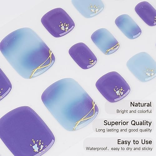 Miniatura 4 de Tiras de pedicura de gel semicuradas, 26 calcomanías de gel para uñas de los pies, envolturas completas de uñas para mujeres y niñas, decoración de