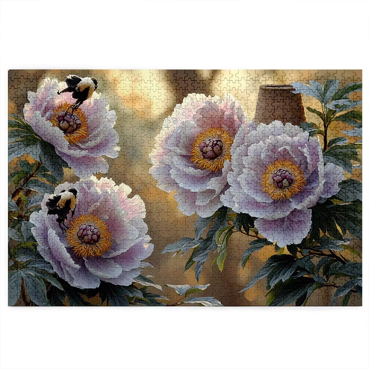 Puzzle 1000 sztuk kwiatów, drewniane puzzle piwonia dla dorosłych, puzzle z wykwintnym opakowaniem, rodzinne gry edukacyjne, puzzle do dekoracji wnętrz, pomysł na prezent dla kobiet, prezent dla