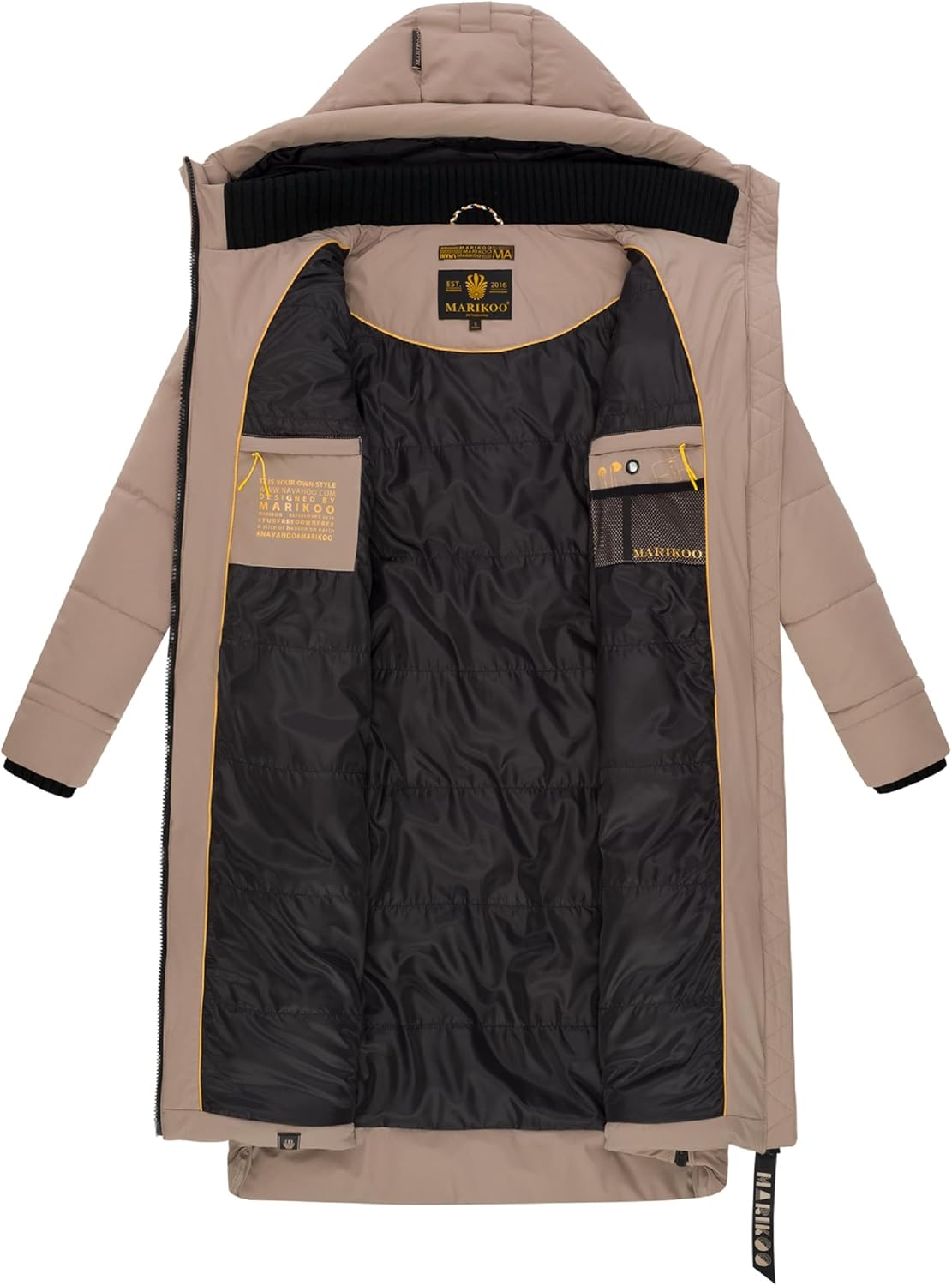 Marikoo Women's Long Quilted Winter Jacket with Hood - Puffer Coat in Knee-Length - Benikoo XS-5XL - Image 8