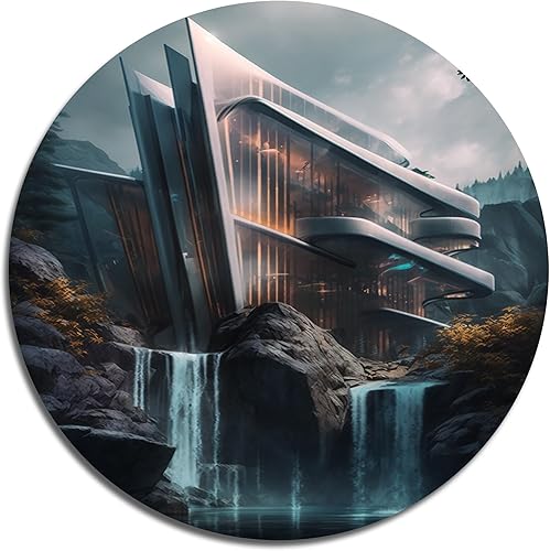 DesignQ Metal Art Wall Decor Architectural Brilliance Futuristic I - Wall Art For Living Room, Wall Art Bedroom, Dining Room Wall Decor