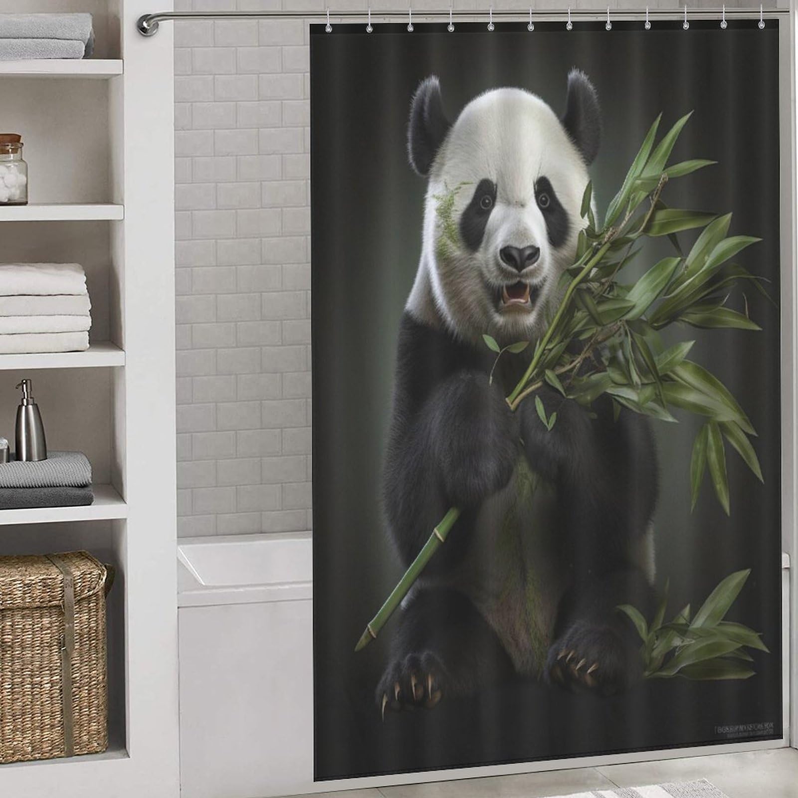 Rideau de douche panda en tissu pour une salle de bain familiale
