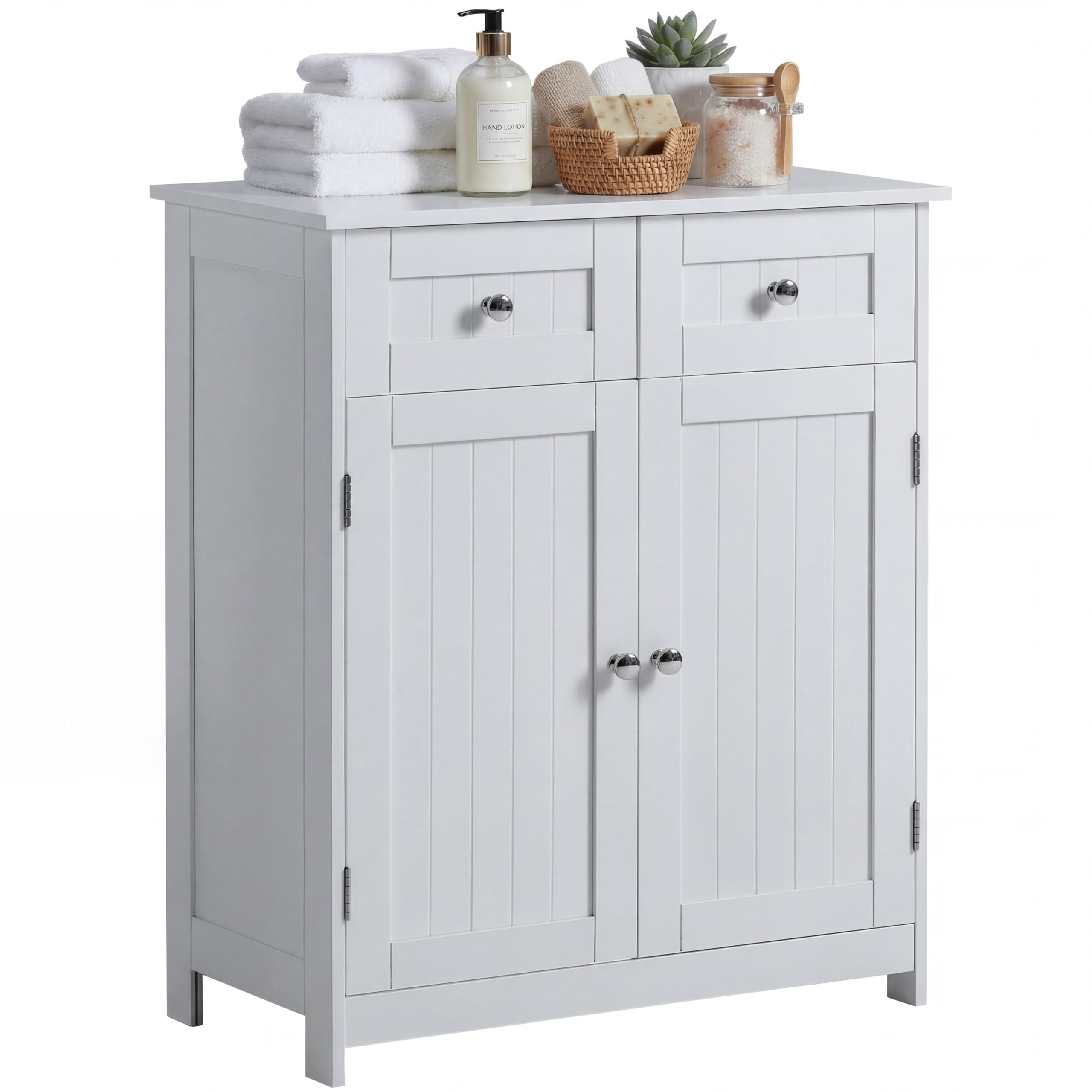 Bath Vida Priano 2 Drawer 2 Door Bathroom Cabinet Storage Cupboard Floor Standing Unit, White