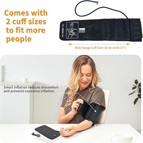 Miniatura 6 de Monitor de presión arterial, máquina automática de presión arterial del brazo superior con lectura de 2 x 120, puño grande ajustable de 9 a 17