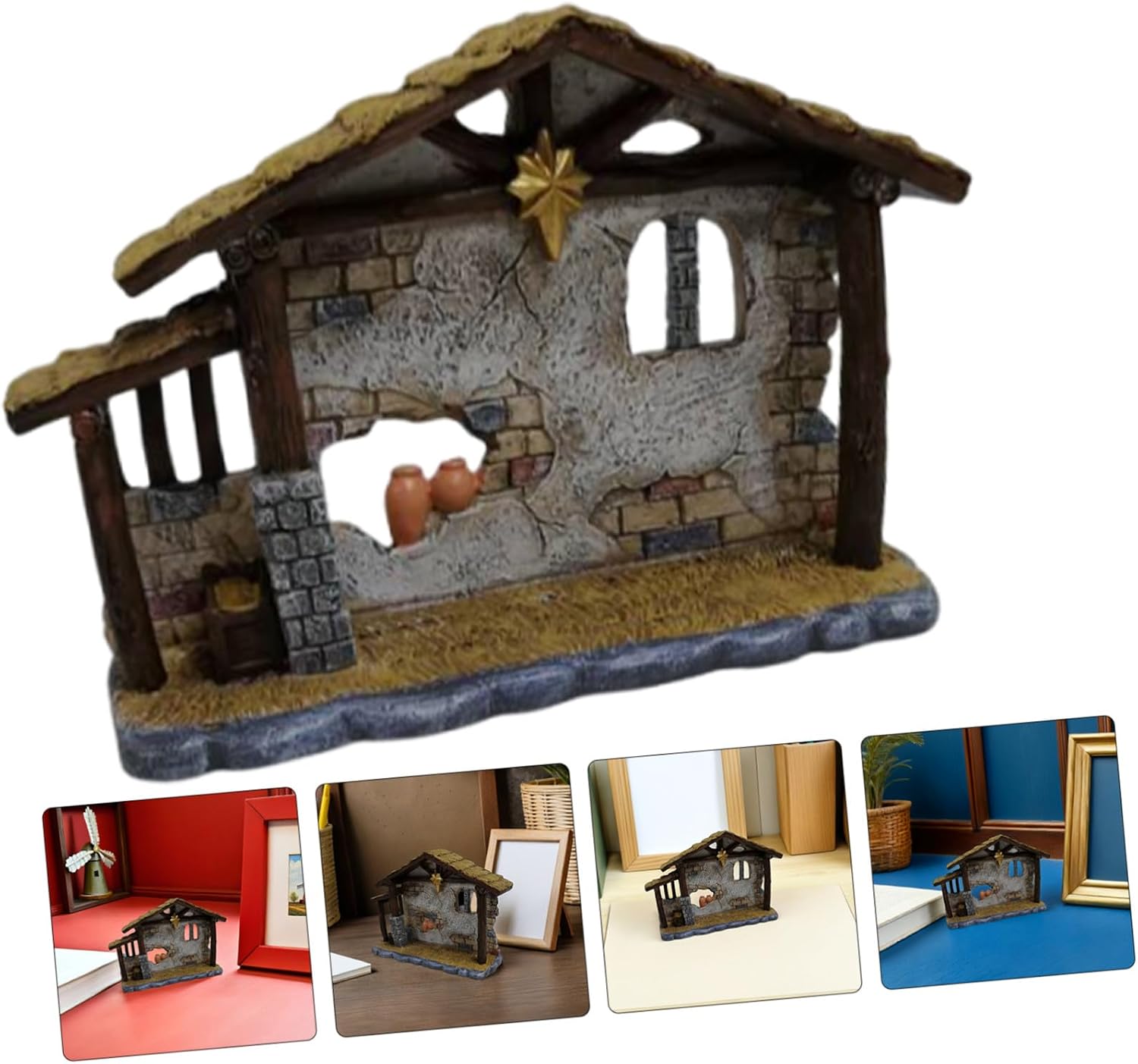 STOBAZA Resin Nativity Scene Figurine 11cm Christmas Ornament for Desktop