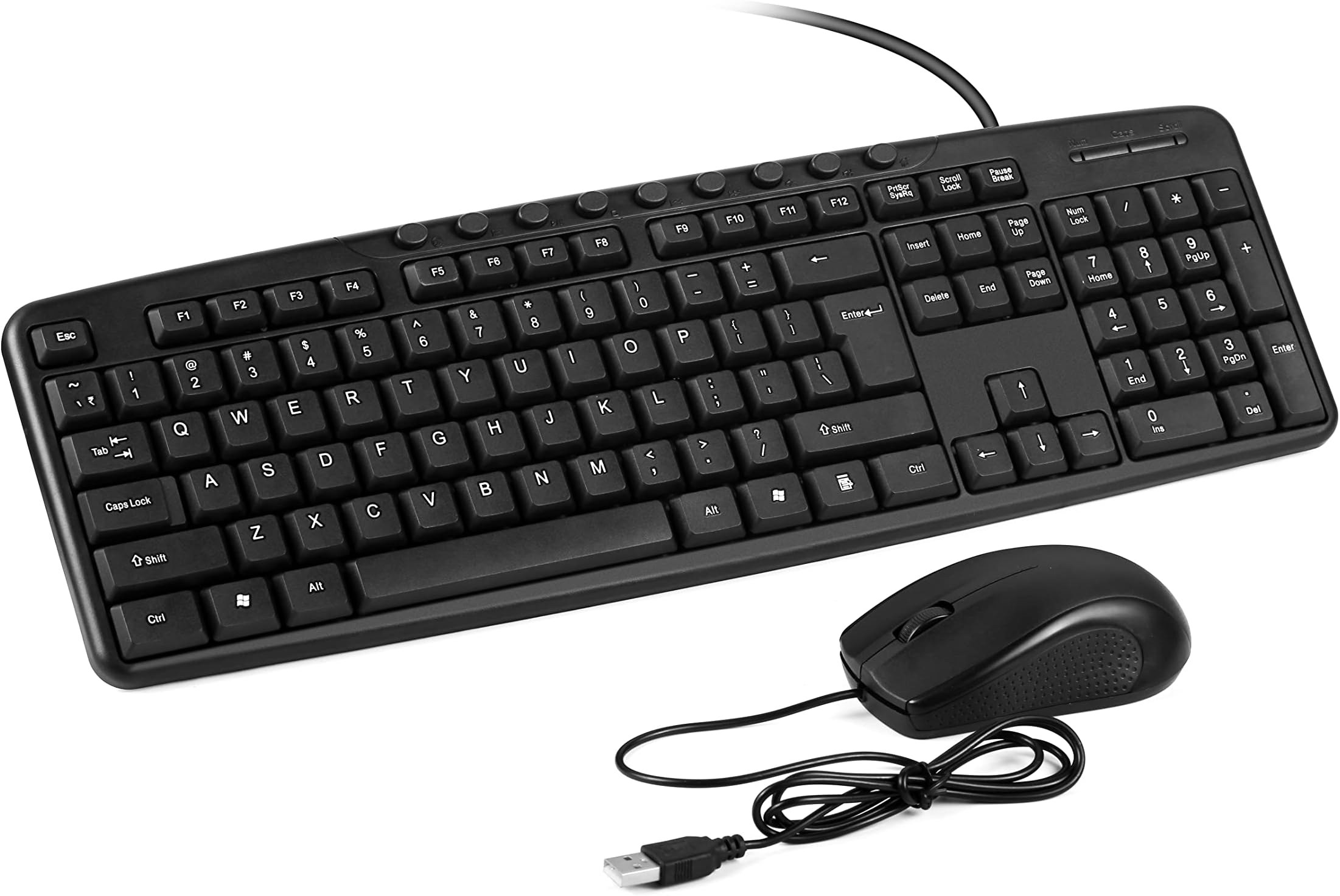 MCSaite Wired Keyboard and Mouse Combo, Plug and Play Corded USB Multimedia Keyboard and Optical Mouse Combo for Windows Laptop PC Desktop Computer Notebook , Black