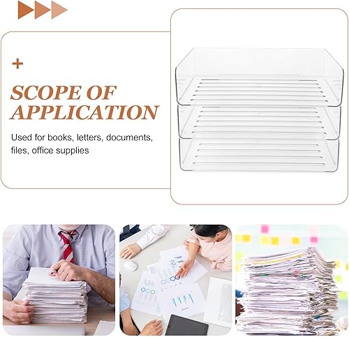 Miniatura 3 de PartyKindom Desk Organizer Tray Stackable Office Paper Sorter Pet Material Space-saving Desktop File Storage for Home School and Workstation
