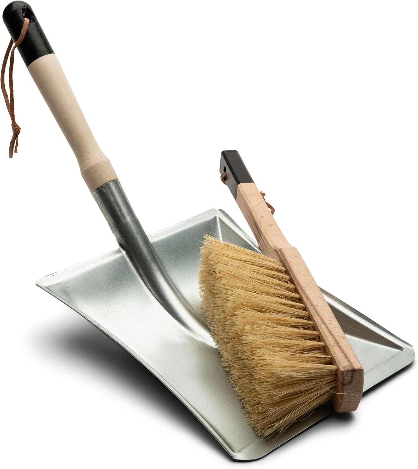 Fireplace Shovel and Hearth Brush Set - Ash Shovel Metal Dustpan and Chimney Sweep Brush Fireplace Tools with Wood Handles and Natural Fiber Bristles - Fireplace Tool Set by Kings County Tools