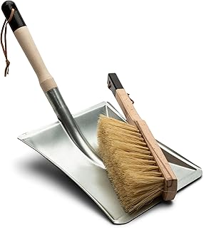 Fireplace Shovel and Hearth Brush Set - Ash Shovel Metal Dustpan and Chimney Sweep Brush Fireplace Tools with Wood Handles and Natural Fiber Bristles - Fireplace Tool Set by Kings County Tools