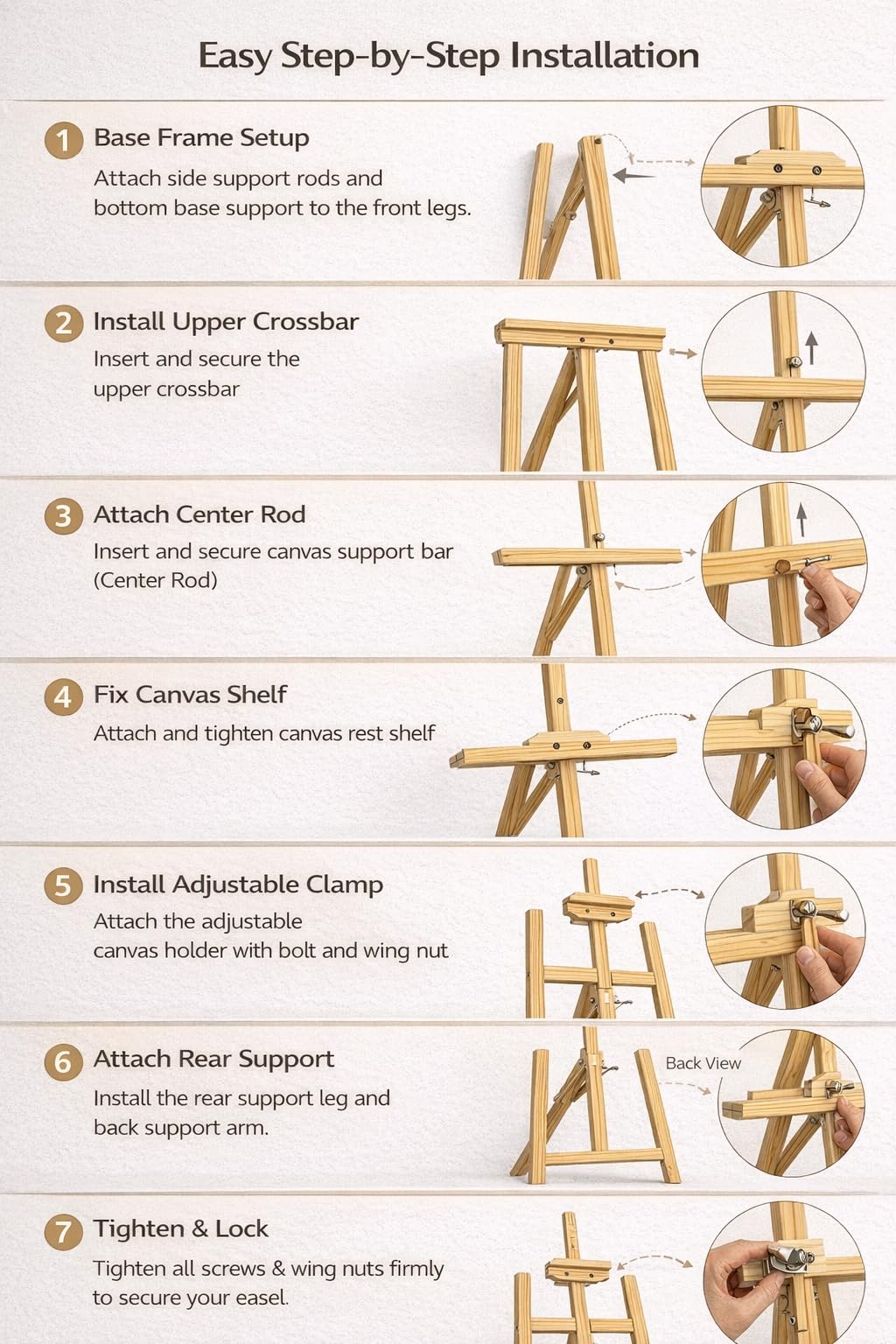 ArtRight Artists 4 Feet Adjustable Wooden Easel Painting Stand for Painting & Display (Unassembled) - 4 Ft (48") Large Studio Easel Stand, Holds Canvas up to 35 Inches, Beechwood 3