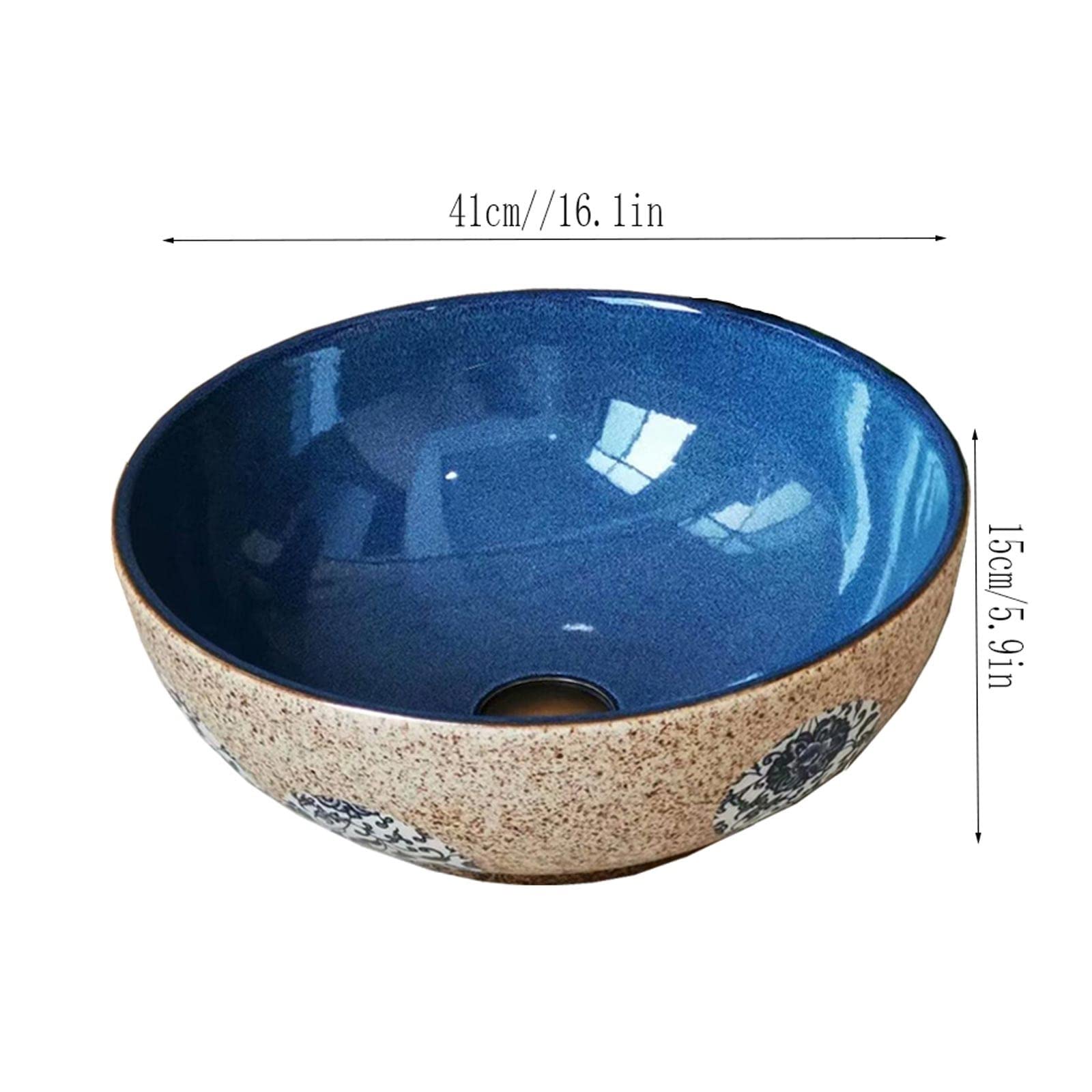 Waschbecken im Badezimmer Badezimmerschiff Waschtisch Waschbecken über der Theke keramische Arbeitsplatte Waschbecken for Schrank Toilette Waschtisch 16 Zoll Schiff Sinken ( Color : Sink only )