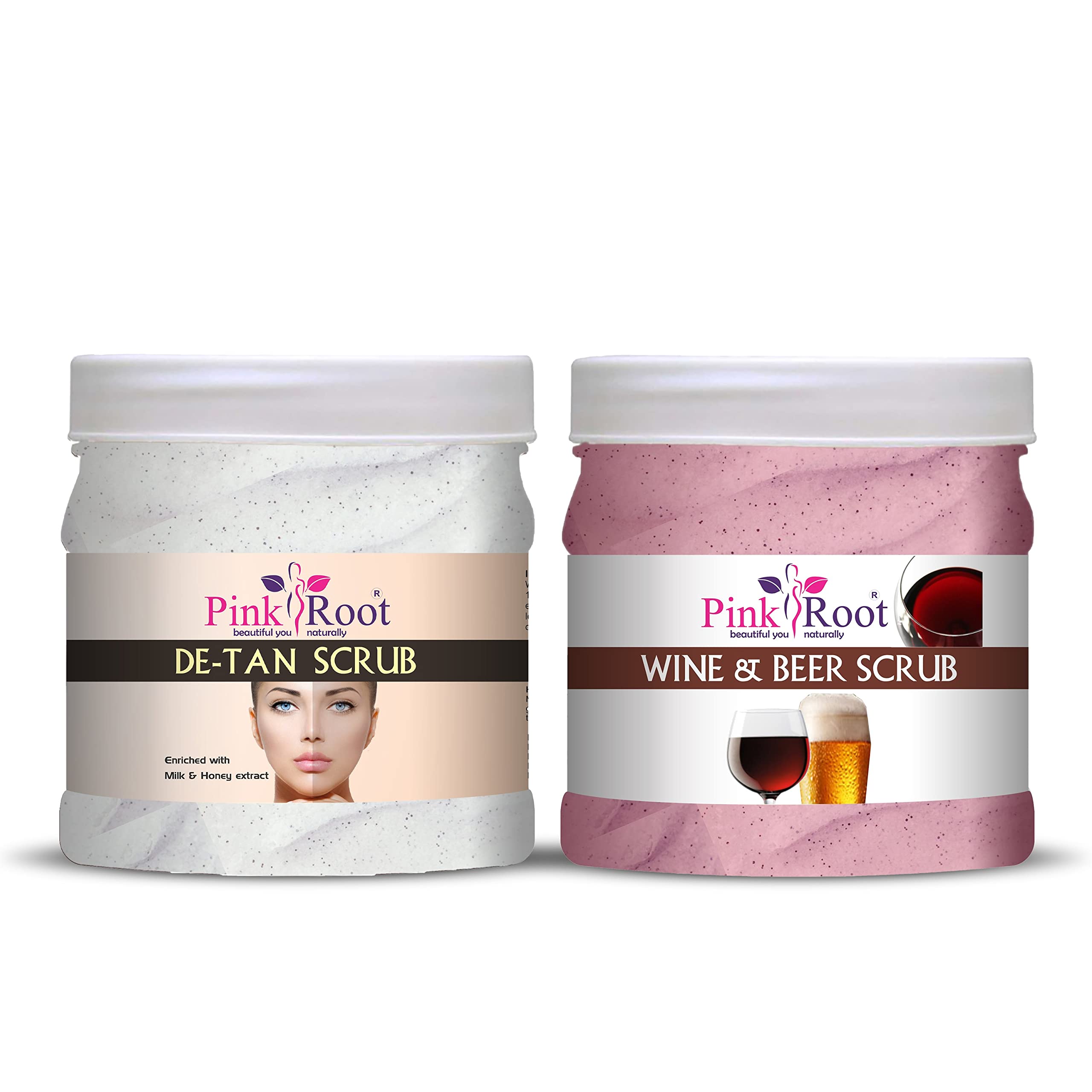 Pink Root De-Tan Scrub 500gm with Wine & Beer Scrub 500gm-image-17