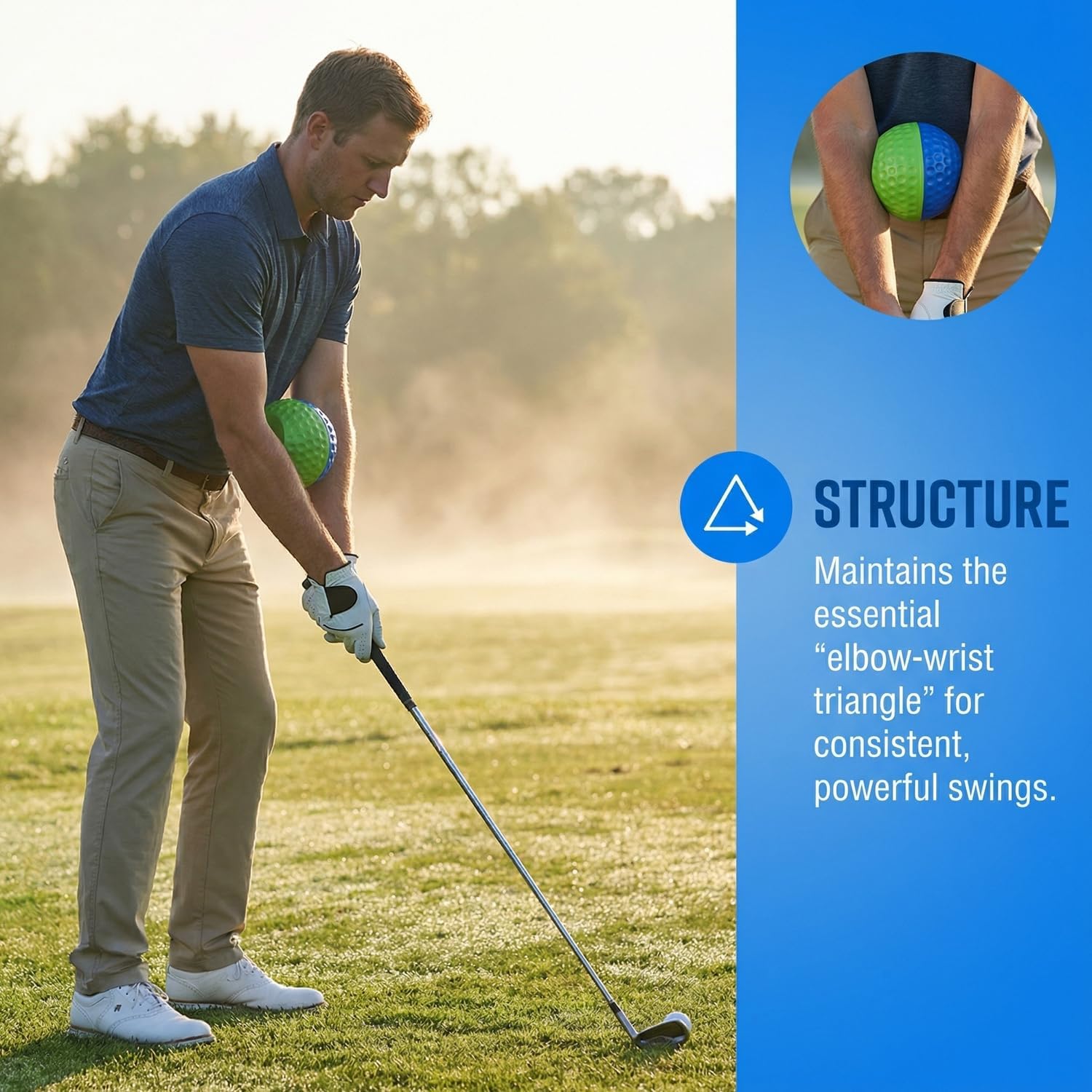 WIGERLON Golf Swing Training Ball for Keeping arms Connected,Golf Trainer Pure Strike Ball for Men and Women L