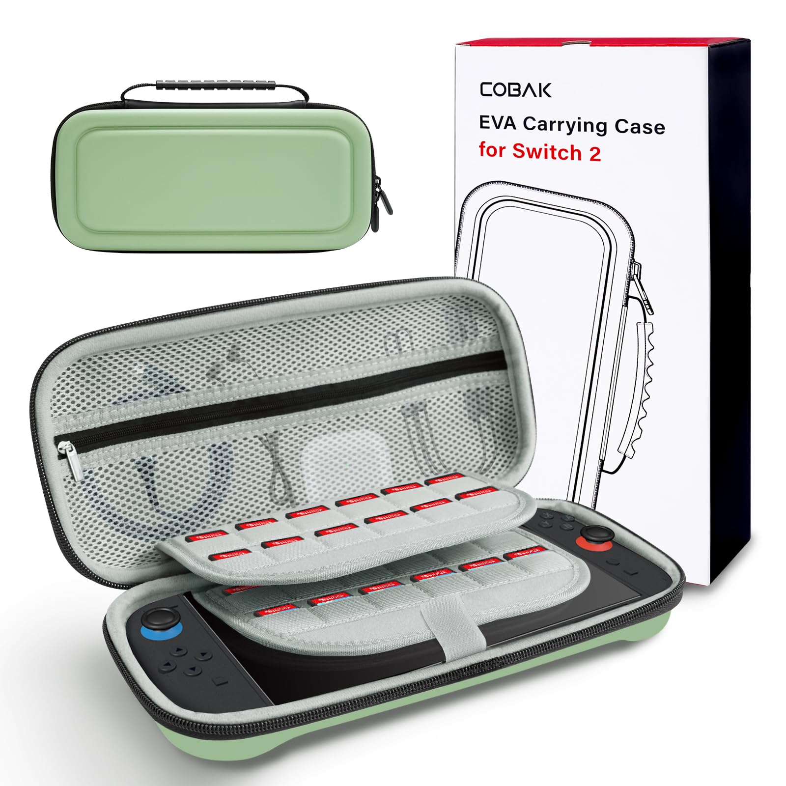 CoBak Funda Nintendo Switch 2 (2025) - Set 3en1: 2 Protectores Vidrio + 2 Gomas Palancas + Funda Rígida Portátil, Negro — view 9