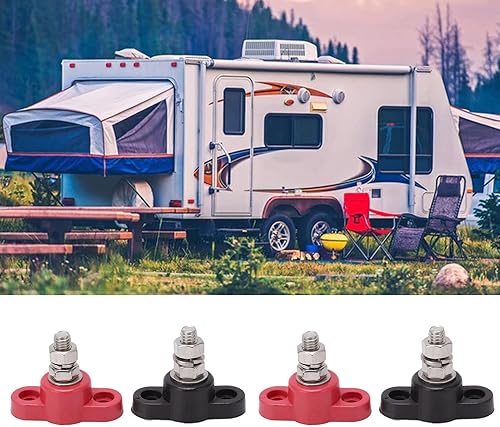 Miniatura 5 de 4 bloques de terminales de batería, bloque de terminales de distribución de energía, 12 V, 24 V, rojo y negro, poste de bloque de conexiones de