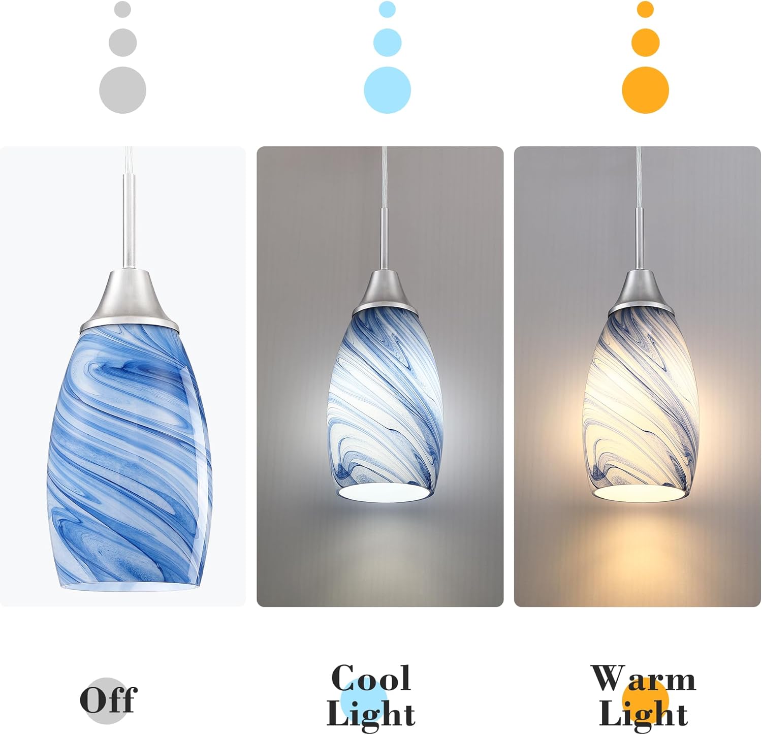 Glass Pendant Lamp Shade Dark Blue Marble Art Glass Chandeliers Shade Mini Oval Light Shade Replacement Lamp Shade Only Light Fixtures for Kitchen Island 1-Pack 4.72"