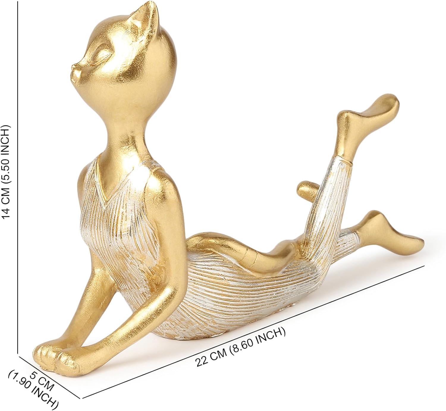 Habere India-All the Cultures Fabricating India Office Desk Decorative Items | Home Decor for Living Room | Home Decor Gift Items | Cat Showpiece for Gift (Design 01: L22xW5xH14 cm)