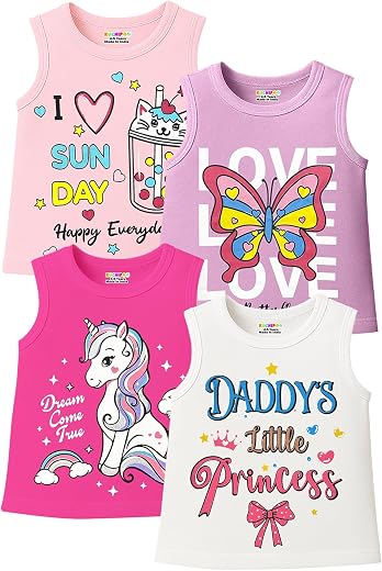 Kuchipoo Girls Sleeveless Regular Fit Cotton T-Shirt