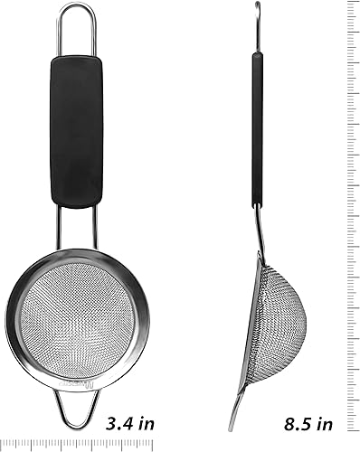 Miniatura 2 de Makerstep Colador de malla pequeño de 3.4 pulgadas, acero inoxidable, tamiz de malla con mango aislado, tamiz para arroz, quinua, café y té