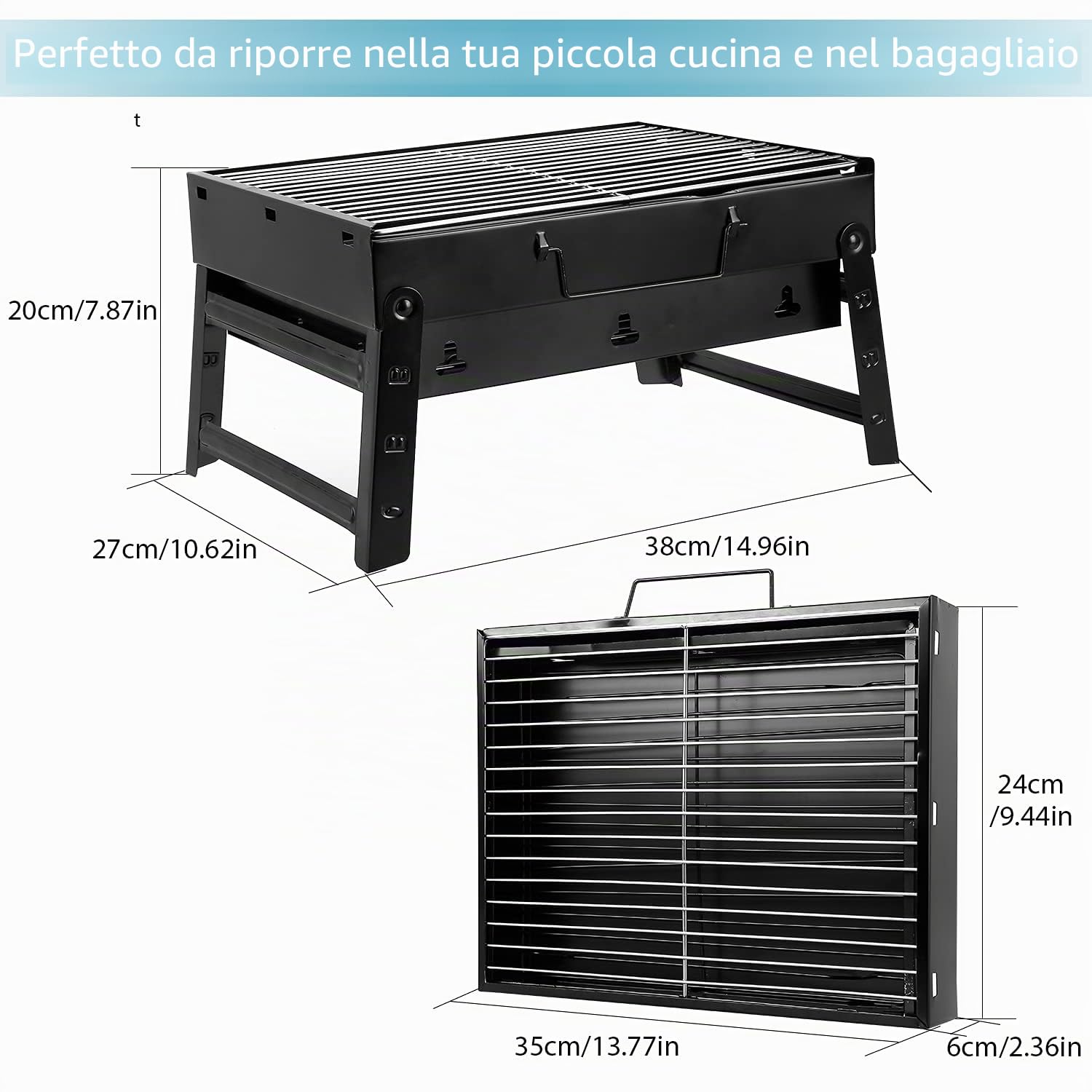 Uten - Griglia a carbone, barbecue pieghevole portatile leggera, affumicatore, M