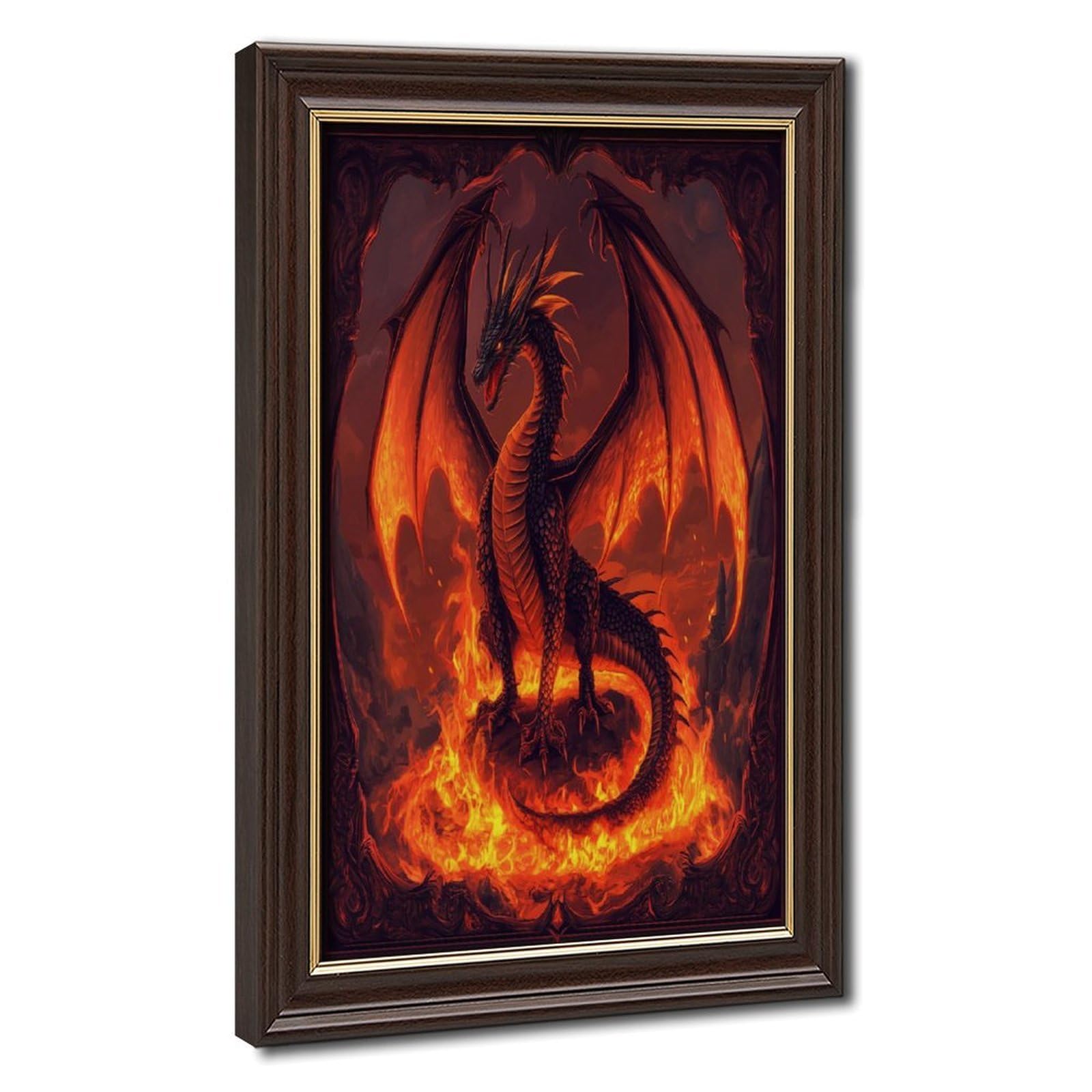 Bareronor Flame Dragon Fantasy Poster Canvas Poster Bedroom Decor Landscape Office Room Decor Gift 20" L X 30" W